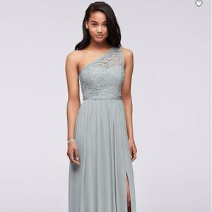 David's Bridal One Shoulder Long Bridesmaid Dress